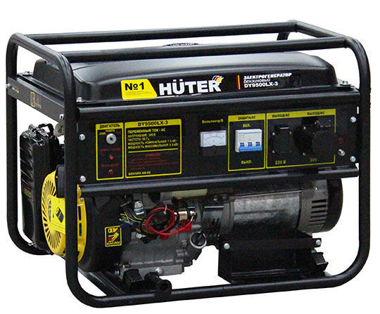 Генератор бензиновый DY9500LX-3 Huter 7,5 кВт с электростартером 230/400 В