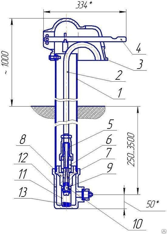 Колонка водоразборная КВ для воды уличная эжекторная H=2,0 м 2