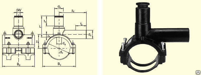 Электросварная седелка ПЭ 100 SDR 11 Ду 250х63, цена в Ростове-на-Дону ...