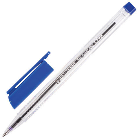Ручка шариковая масляная BRAUBERG "Marine Classic", СИНЯЯ, трехгранная, корпус прозрачный, узел 0,7 мм, линия письма 0