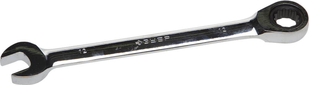 ЗУБР 12 мм, комбинированный трещоточный гаечный ключ, Профессионал (27074-12)