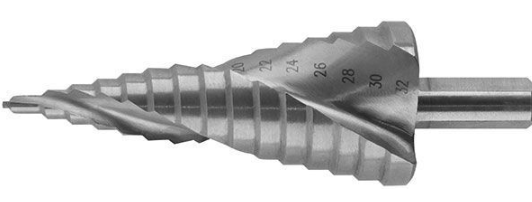 Сверло по металлу KУРС ступенчатое, спиральный профиль HSS 4-20 мм; 9 ступеней