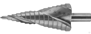 Сверло по металлу KУРС ступенчатое, спиральный профиль HSS 9-36 мм; 10 ступеней 