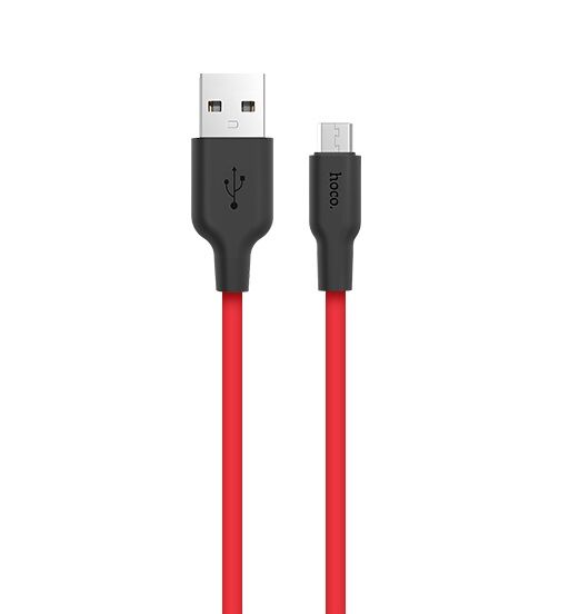 USB кабель для зарядки micro USB "Hoco" X21 (особо прочный, красный) 2.0A, 1м 3