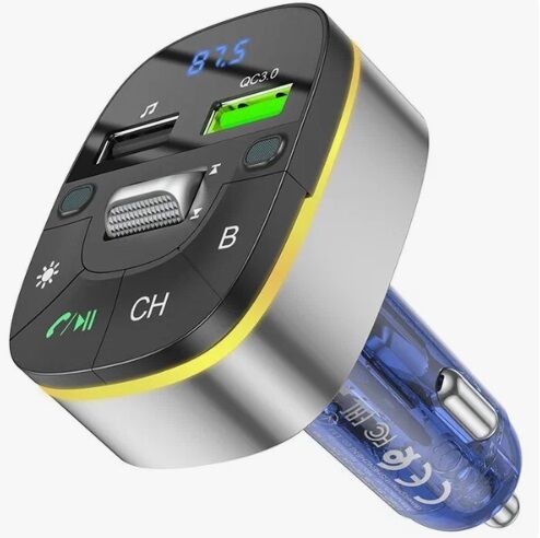 MP3 FM модулятор Hoco E71 12В (2гн.USB 2,1A, Bluetooth 5.0,, QC3.0) 2