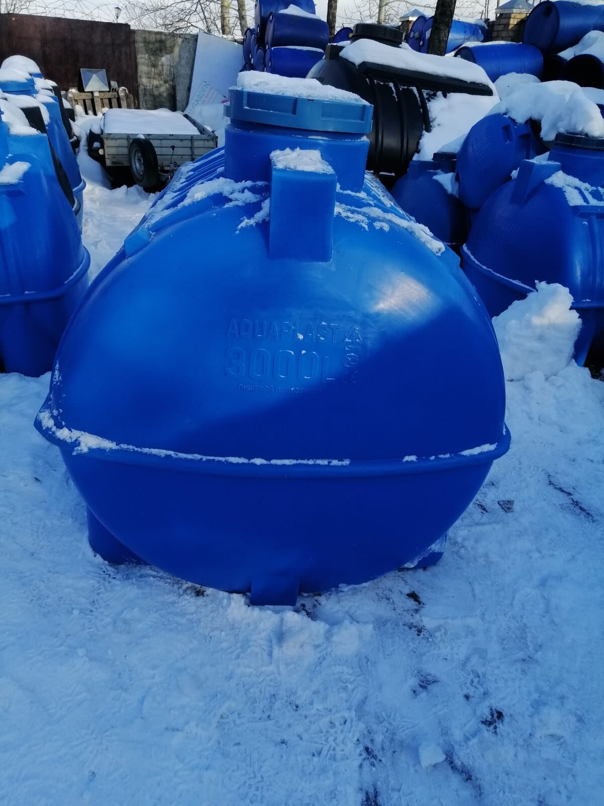 Ёмкость для воды пластиковая овально-горизонтальная 3000 л синяя Aquaplast 7