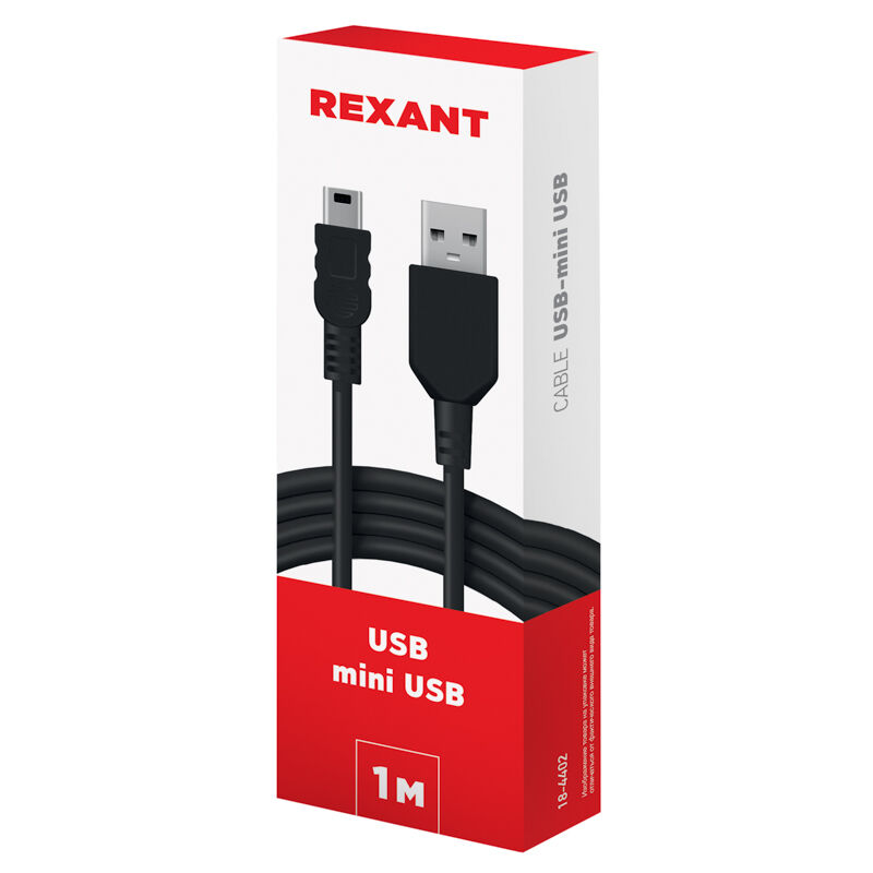 Шнур USB (A)шт. - 5 pin mini USBшт. 1,0м "Rexant" 2