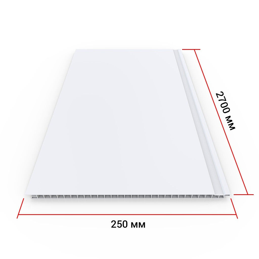 Панель ПВХ Белая матовая 2700x250x8 мм