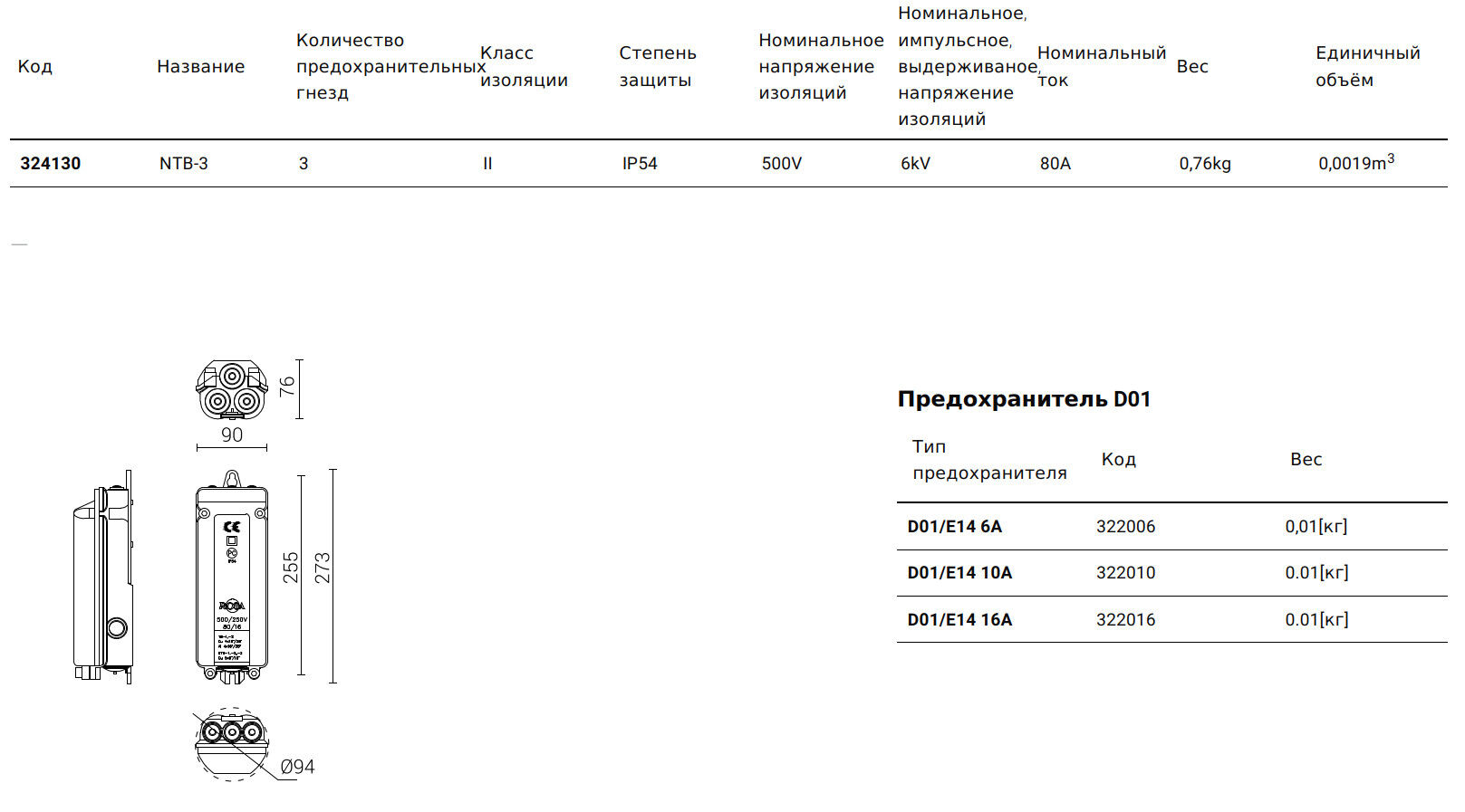 Щиток вводный Rosa NТВ-3, IP54, модульный, осветительный, встраиваемый, 5 клемм для 5x6-16 мм²
