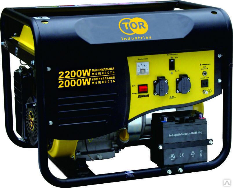 Генератор бензиновый TOR TR2500 2,0 кВт 220 В 15 л с ручным запуском
