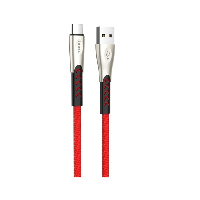 USB кабель шт.USB (A) - шт.Type-C "Hoco" U48 (джинсовая оплётка, красный) 2.4A 1.2м 2