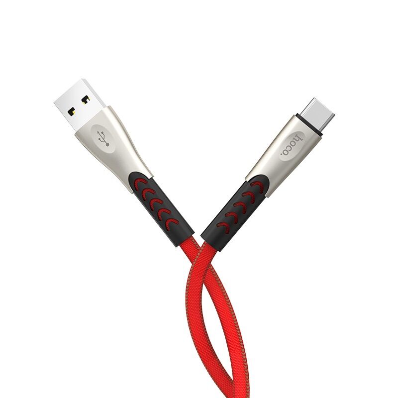 USB кабель шт.USB (A) - шт.Type-C "Hoco" U48 (джинсовая оплётка, красный) 2.4A 1.2м 3