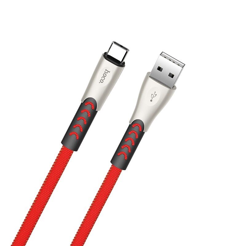 USB кабель шт.USB (A) - шт.Type-C "Hoco" U48 (джинсовая оплётка, красный) 2.4A 1.2м 4