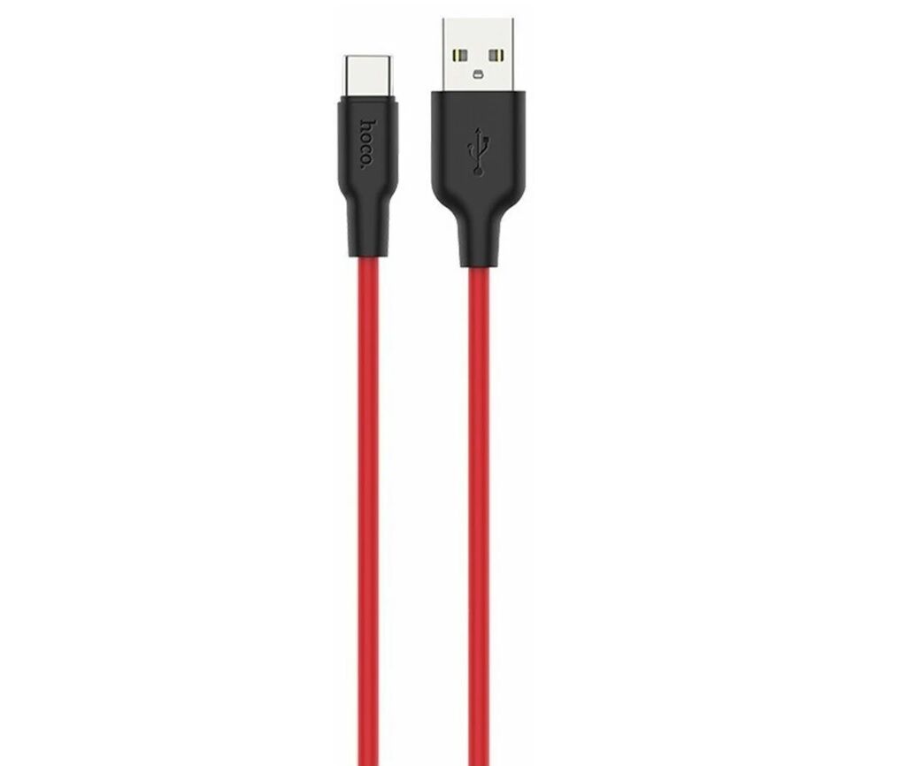 USB кабель шт.USB (A) - шт.Type-C "Hoco" X21 Plus (особо прочный, красный) 3A, 1м 3