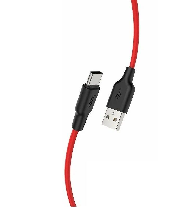 USB кабель шт.USB (A) - шт.Type-C "Hoco" X21 Plus (особо прочный, красный) 3A, 1м 4