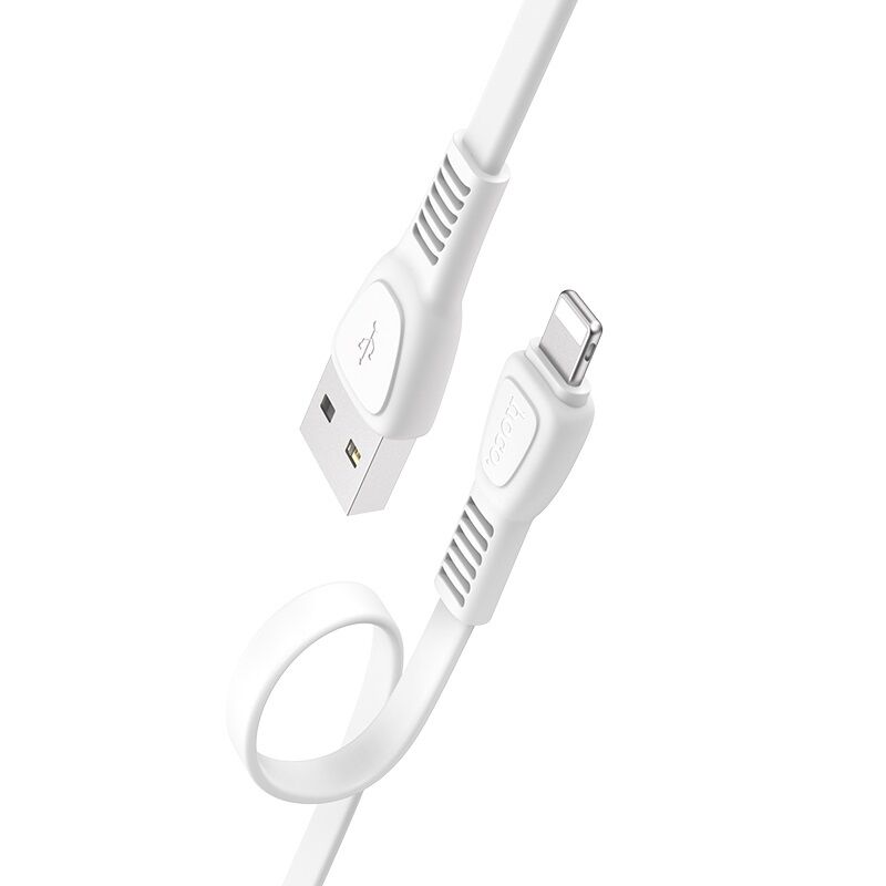 USB кабель шт.USB (A) - шт.Lightning 1,0м, 2,4А силиконовый, белый X40 "Hoco" 3