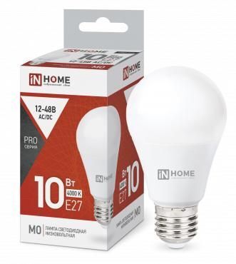 Лампа светодиодная низковольтная LED-MO-PRO 10Вт грушевидная матовая 4000К нейтр. бел. E27 900лм 12-48В IN HOME 46906120