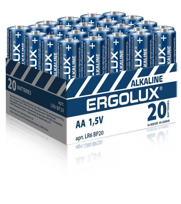Элемент питания алкалиновый AA/LR6 1.5 В Alkaline BP-20 ПРОМО (уп.20шт) Ergolux 14675