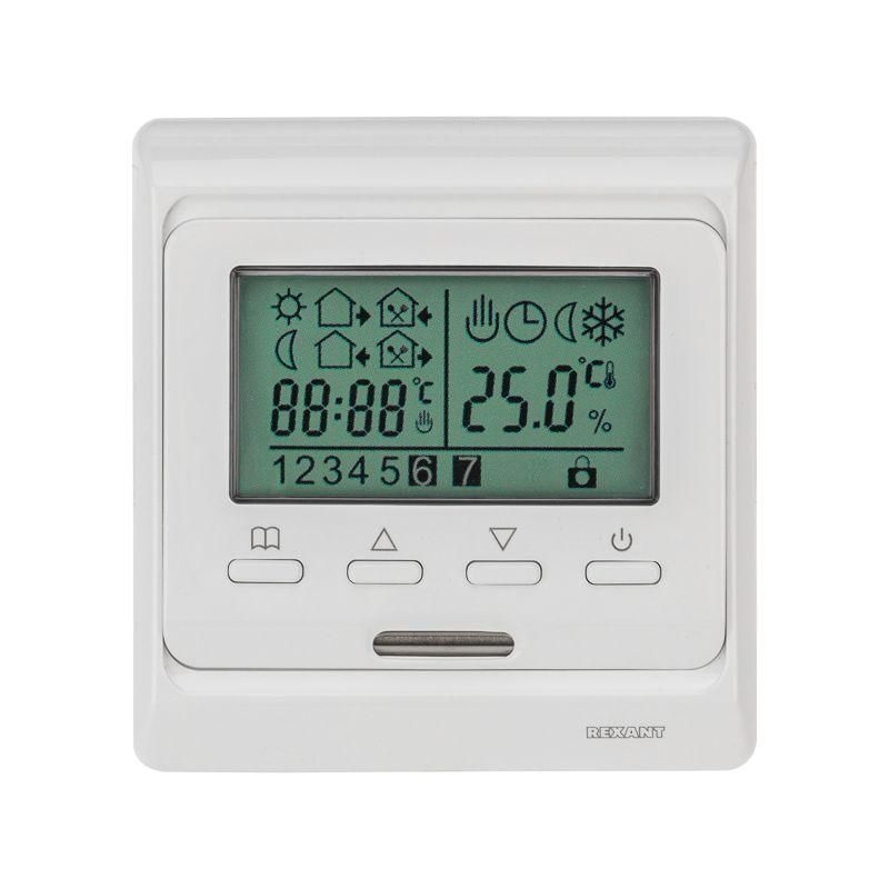 Термостат программируемый R51XT (HW-500; RTC 51.716; ST-16; ETT-1) 3.6кВт 16А для теплых полов датчик пола; датчик возду