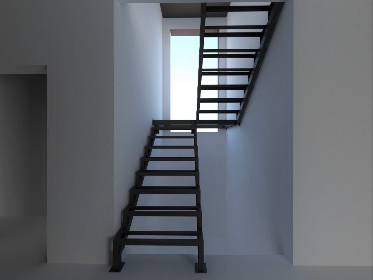 Маршевая лестница из металла поворотная 6