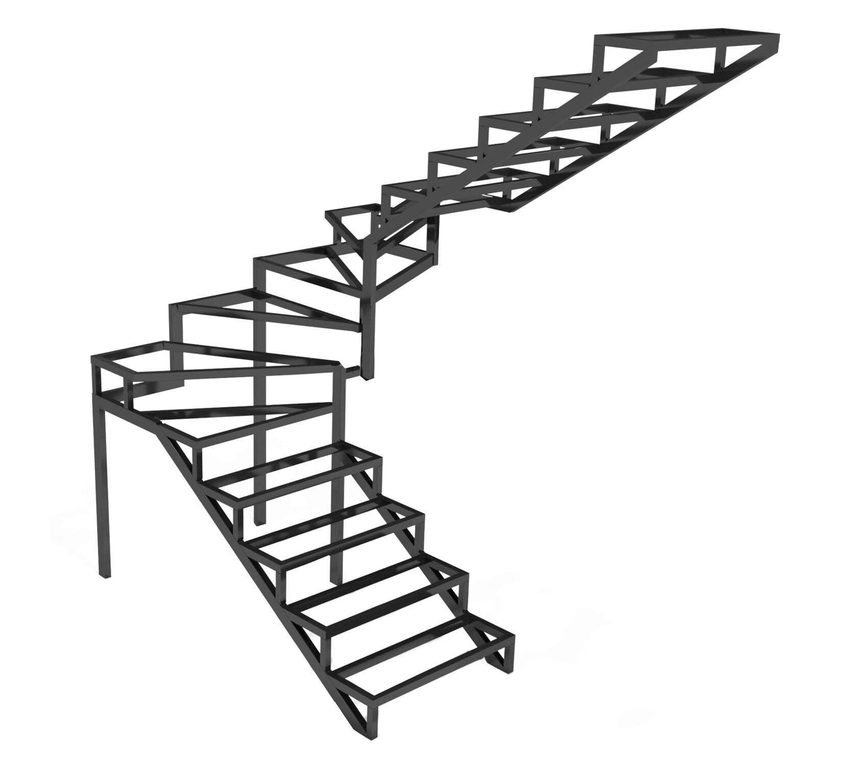 Лестница металл 40на40. Лестница металлокаркас поворотная 180 с забежными ступенями. Лестница из профильной трубы 100х50. Лестница с забежными ступенями на 180 из металла.