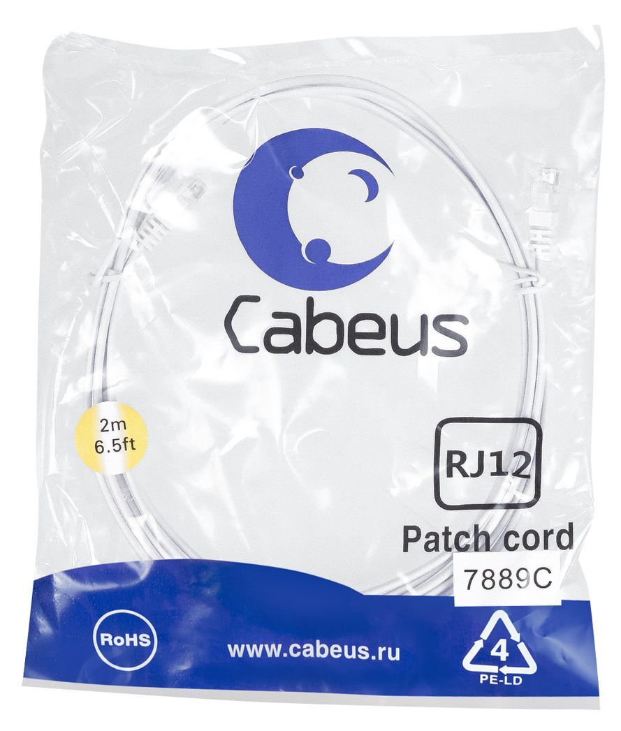 Патч-корд Cabeus PC-TEL-RJ12-2m