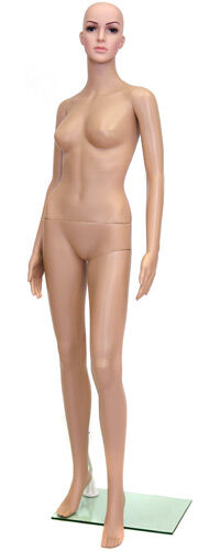 Манекен женский пластиковый стоящий F-2, рост 173см (83-62-86) с макияжем, без парика, телесный