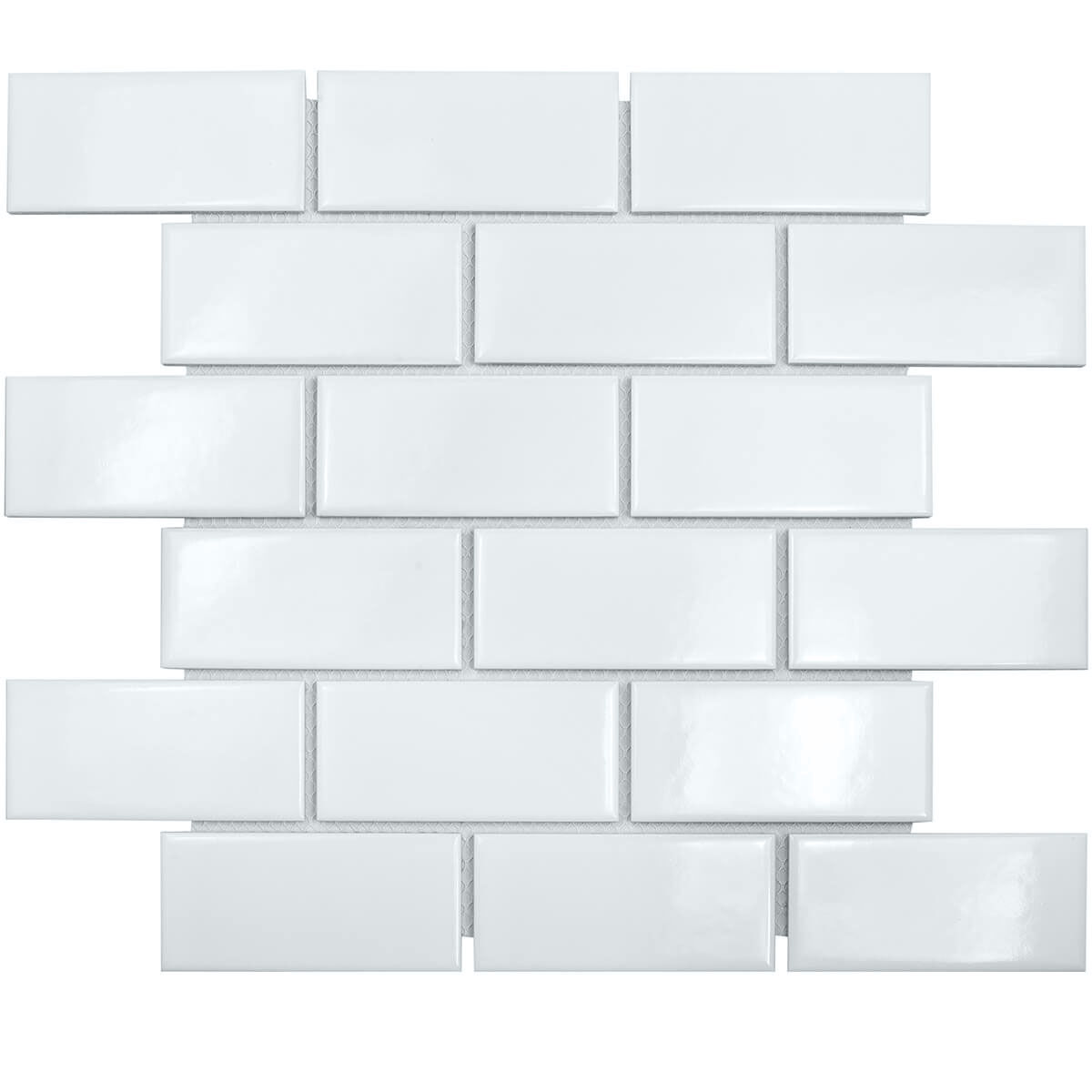 Керамическая мозаика Brick & Metro Brick White Glossy 45x95 Starmosaic