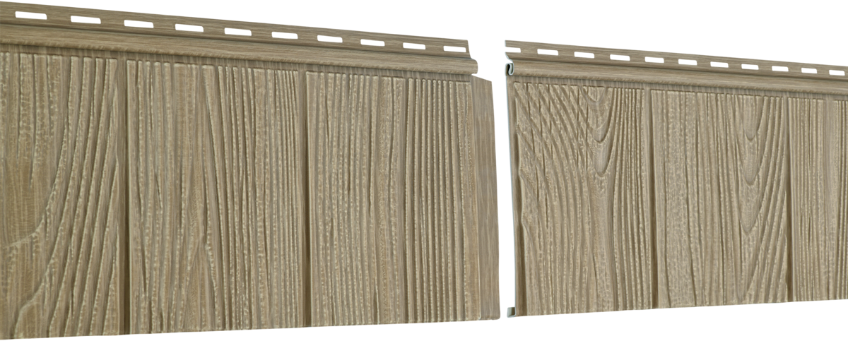 Фасадная панель Ю-Пласт S-Lock Щепа 2000х206 мм, 0,41 м2, Натуральный орех