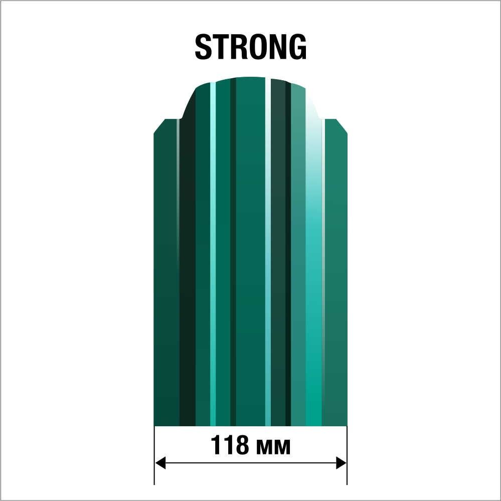 Евроштакетник Strong RAL6005 зеленый мох 0,45*118*1500 мм.