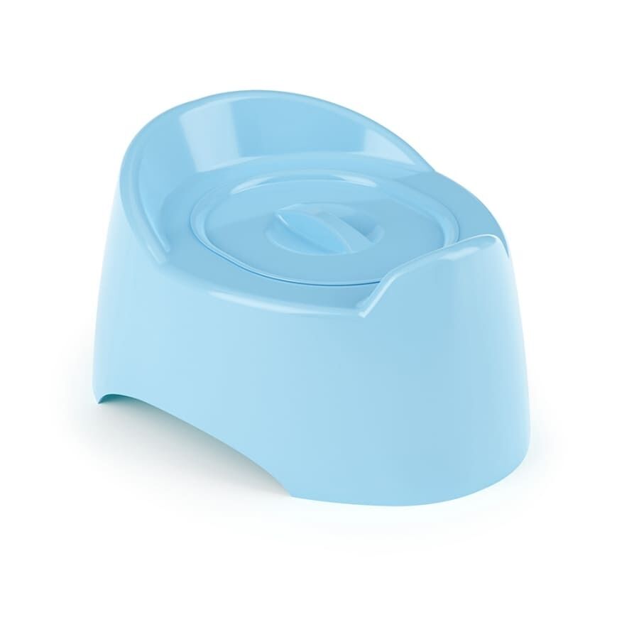 Горшок туалетный детский Малышок с крышкой голубой уп 10