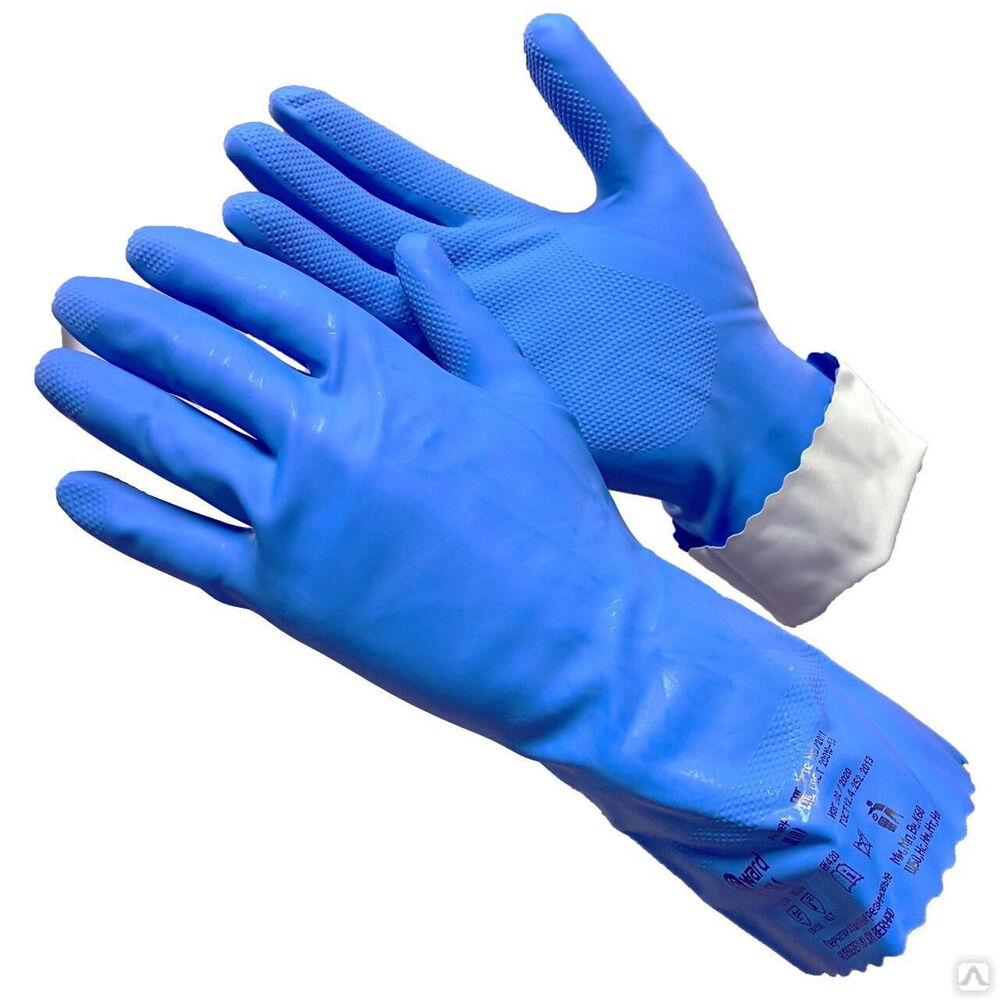 Перчатки латексные и нитрила, усиленные, удлиненные 300мм, синего цвета, раз. 8 (М) Gward Silver1 SL1