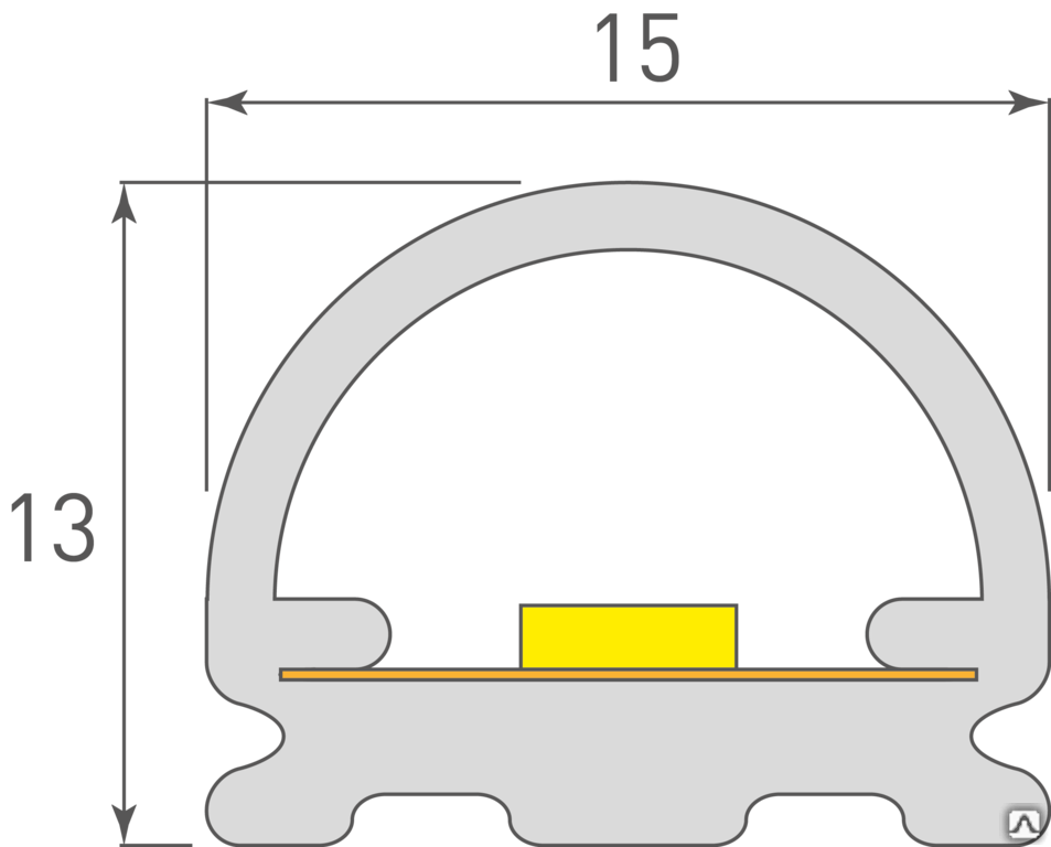 Светодиодный шнур NeonLine ELF фронтальный изгиб 12В IP68 10 м желтый 2