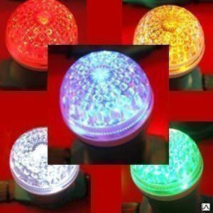Лампа LED с цоколем E27, 45мм, (9 светодиодов), красный, G-Q008R -Lamp-E27 