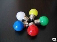 Лампа-шар светодиодная светодиоднаяик шарик LED с цоколем E27 40 мм 5 светодиодов матовые синий