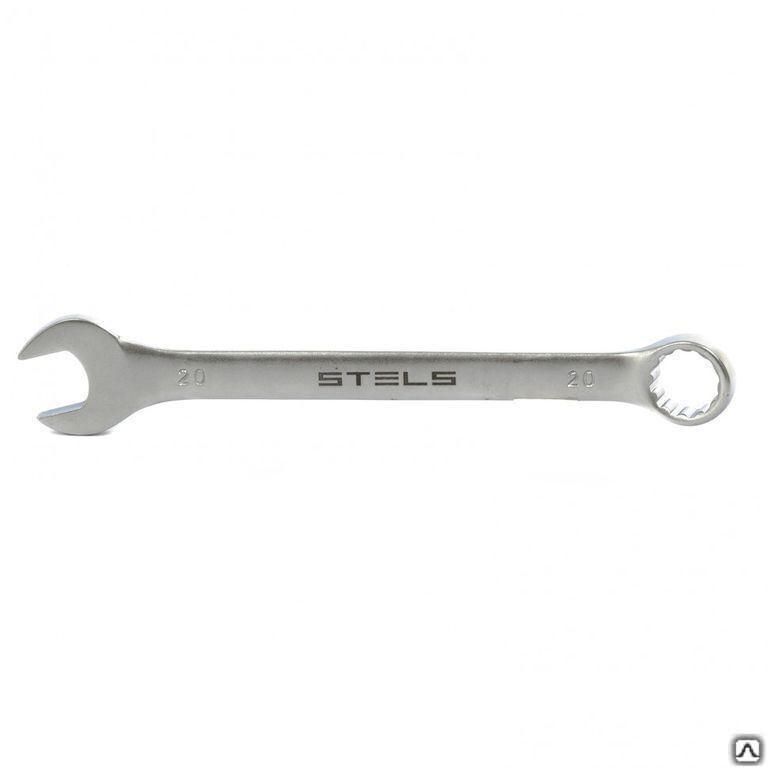 Ключ комбинированный, 20 мм, CrV, матовый хром Stels