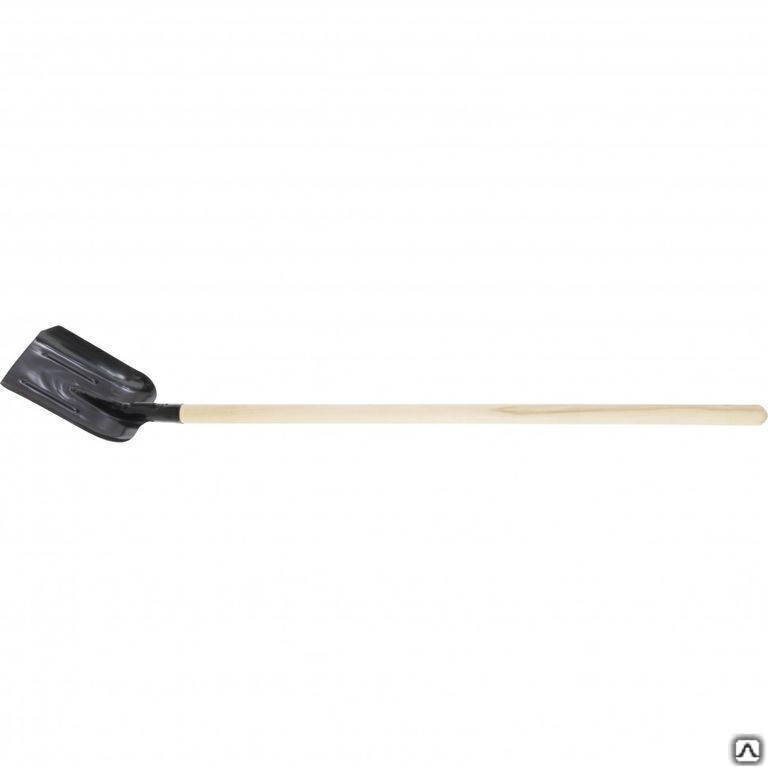 Лопата совковая, 230 х 280 х 1400 мм, ребра жесткости, деревянный черенок, Россия