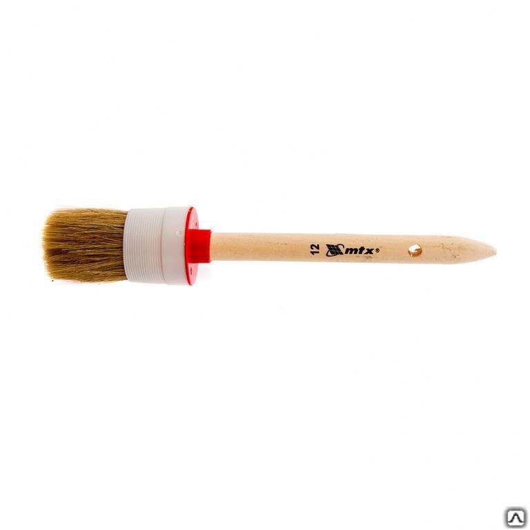Кисть круглая №12 (45 мм), натуральная щетина, деревянная ручка MTX