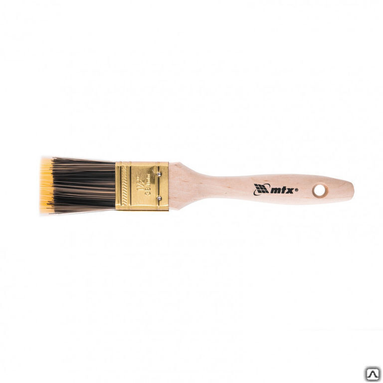 Кисть плоская Golden 1.5", искусственная щетина, деревянная ручка MTX