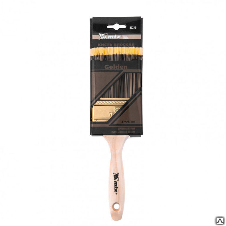 Кисть плоская Golden 3", искусственная щетина, деревянная ручка MTX 3