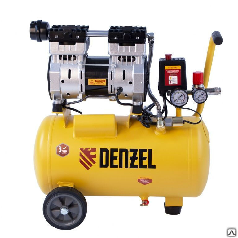 Безмасляный воздушный компрессор DLS950/24 950 Вт, 165 л/мин, 24 л, Denzel 3