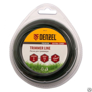 Леска для триммера, двухкомпонентная круглая 2 мм, 15 м Extra cord Denzel #1