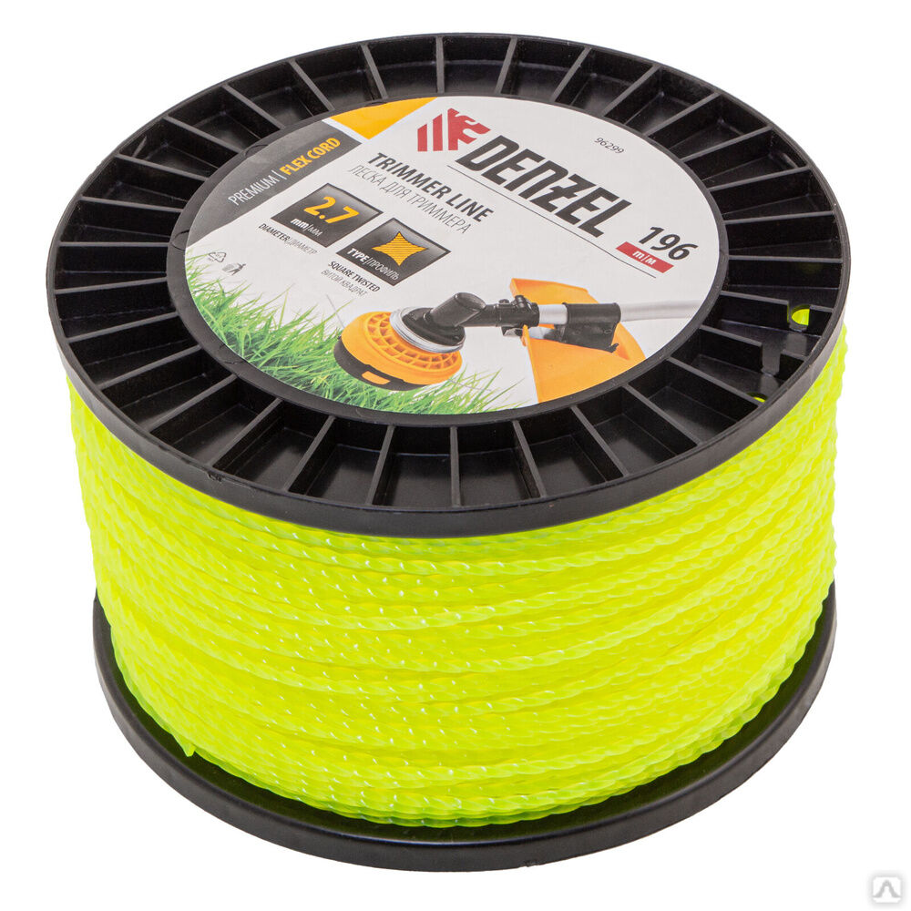 Леска для триммера витой квадрат, 2,7мм х 196м, на DIN катушке