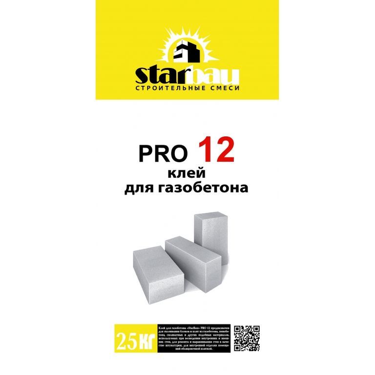 Клей для газобетона StarBau PRO 12 (25 кг)
