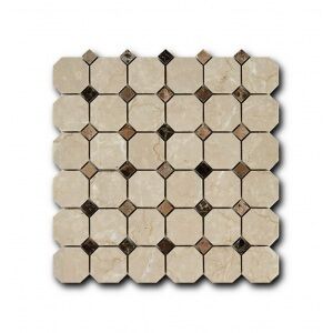 Мозаика из натурального камня Art&Natura Marble Mosaic Octagon Pattern (Botticino Fiorito + Dark Imperador) (плитка 49x4