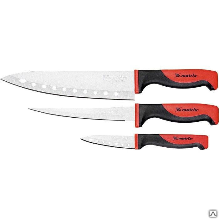 Набор ножей поварских "Silver Teflon", тефл. покр, 200 мм, 160 мм, 80 мм, 3 шт Matrix Kitchen