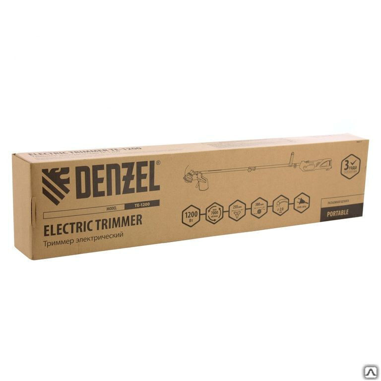 Триммер электрический TE-1200, 1200 Вт, 380 мм, катушка + диск, разборная штанга Denzel 4