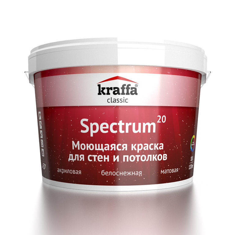 Краска водно-дисперсионная моющаяся для колеровки Kraffa Spectrum20 Base C, 0,9 л