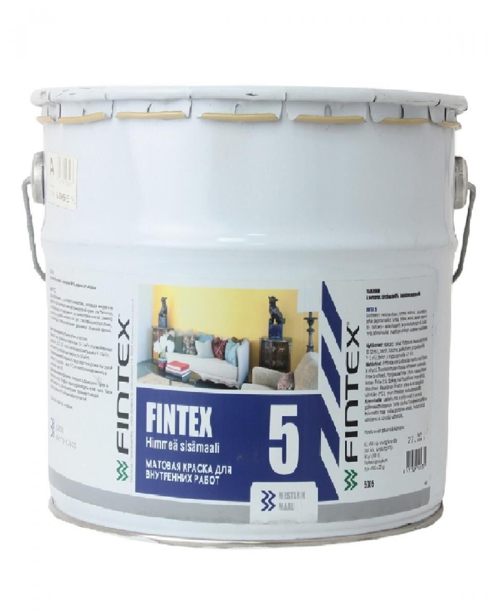 Матовая краска для стен и потолков А 2,7 л Fintex 5