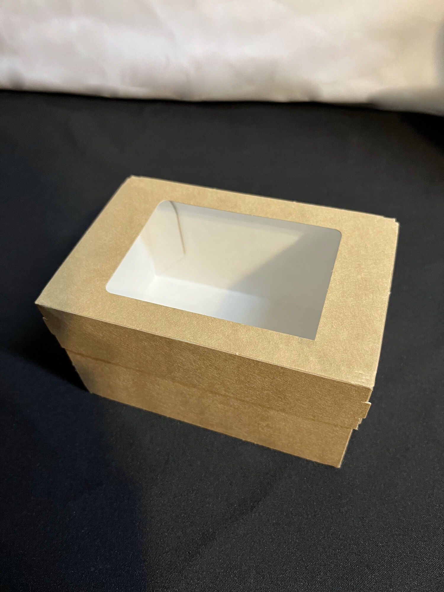 Коробка для пирожных 150х100х85 с прозрачным окно КРАФТ (быстросборная, склеенная) *175(1шт)